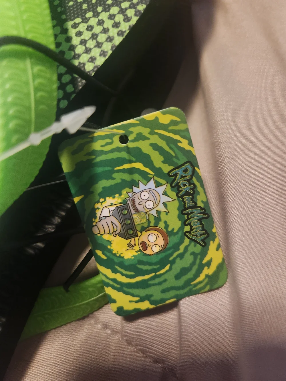 Rick and Morty Green Graphic Flip-Flops - Men's Sandals